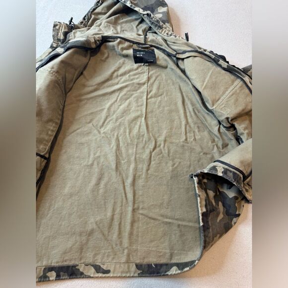 Zara Men Multicolor Camouflage Long Sleeve Pockets Full Zip Hooded Jacket Sz S - Picture 11 of 16